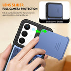 Ring Holder Lens Slide Cover Phone Case — Blue