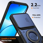 Ring Holder Lens Slide Cover Phone Case — Red