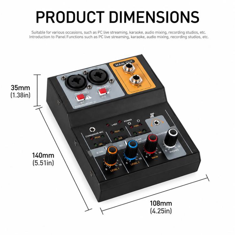 F-2A Multi-function Professional 2-way Recording Mixer USB Live Streaming Sound Card — F-2A