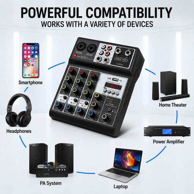 F-4A Pro Multi-function Professional Recording Mixer Bluetooth Live Streaming Sound Card — view 7