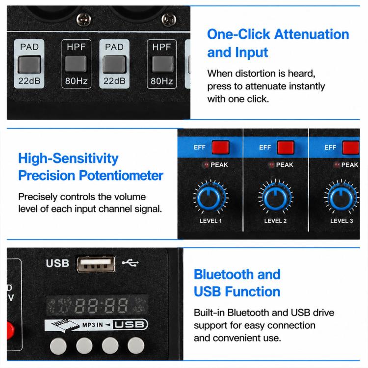 F-5A Multi-function Professional 5-way Recording Mixer Bluetooth Live Streaming Sound Card — view 6