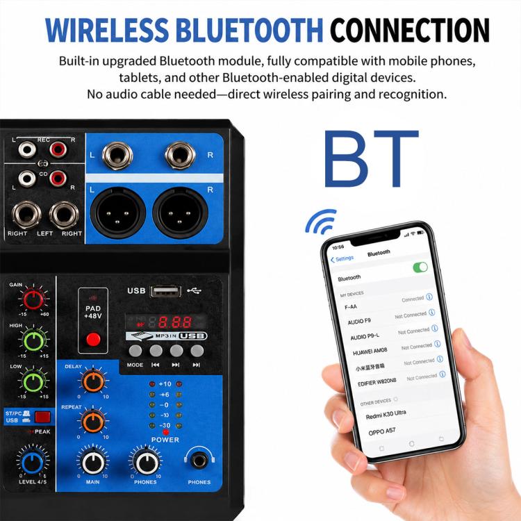 F-5A Multi-function Professional 5-way Recording Mixer Bluetooth Live Streaming Sound Card — view 9