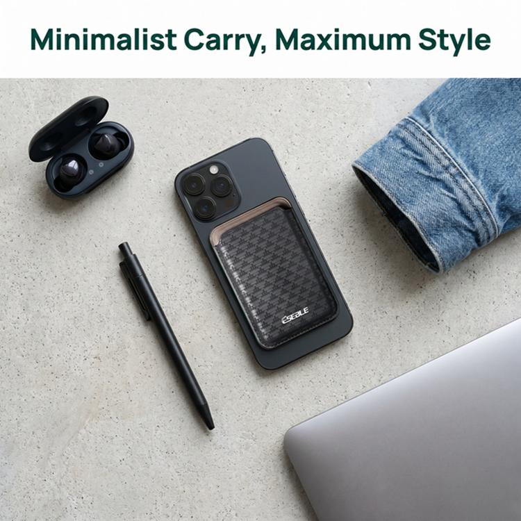 ESEBLE S9 PU Leather Triangular Shield Magnetic Mobile Phone Card Slots — Brown