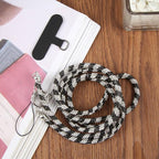 Sparkling Rhinestone Studded Long Phone Strap — Silver Black
