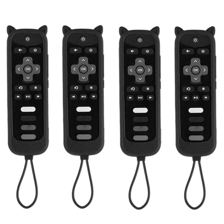 XDcase 4pcs Cute Cat Ears Silicone Protective Case with Mini Strap — For TCL Roku TV Remote