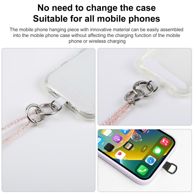 Perfume Bottle Heart Beaded Phone Charm Crossbody Phone Lanyard with Tether Pad — view 7