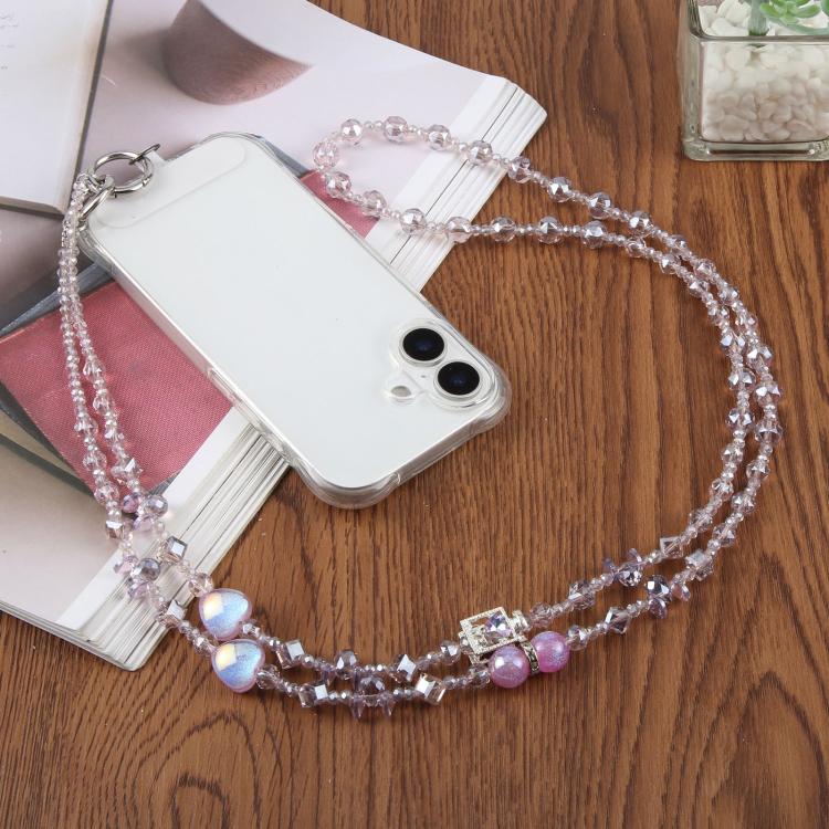 Perfume Bottle Heart Beaded Phone Charm Crossbody Phone Lanyard with Tether Pad — view 8