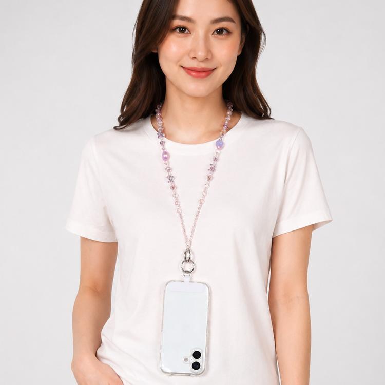 Perfume Bottle Heart Beaded Phone Charm Crossbody Phone Lanyard with Tether Pad — view 9