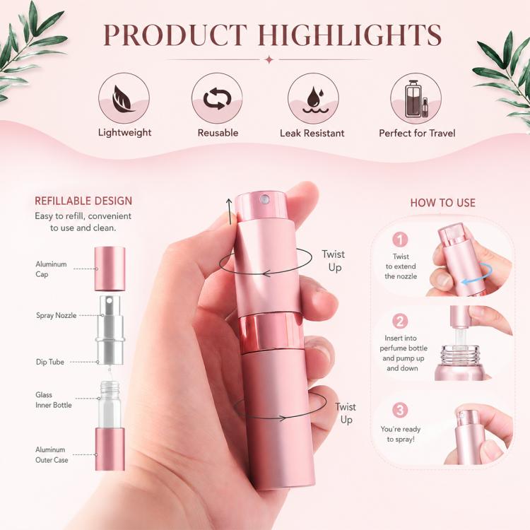 8ML Twist Up Portable Mini Refillable Perfume Atomizer — view 5