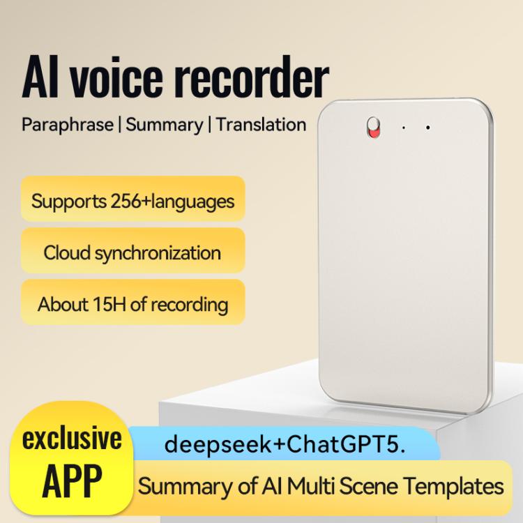 A3 One-key Ultra-thin AI Smart Voice Recorder Support AIREC-APP
