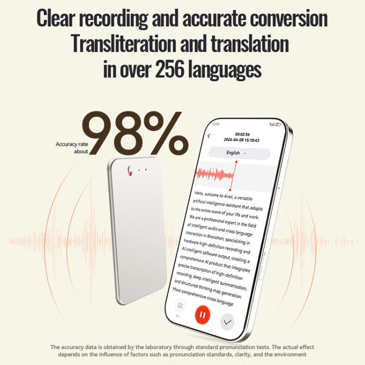 A3 One-key Ultra-thin AI Smart Voice Recorder Support AIREC-APP