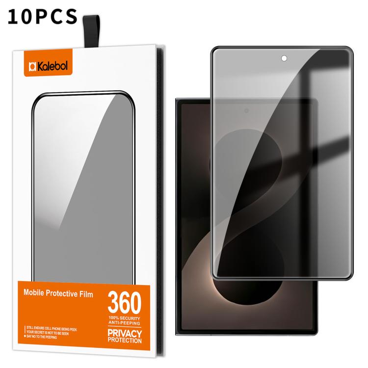 Kalebol 10pcs High-Aluminum Screen-Printed Full-Coverage Black-Border Privacy Tempered Glass Film