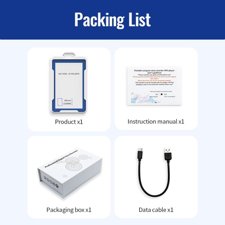 K3A Work Badge ID Holder AI Voice Recorder Support AIREC-APP