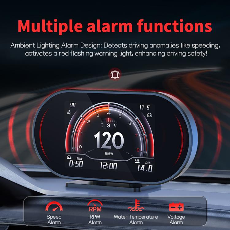 P27 Multi-functional LCD HD OBD2 GPS Gauge Speedometer