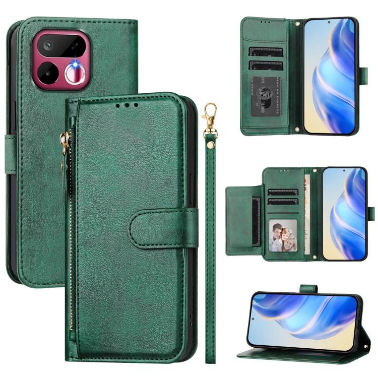 Multi-Card Slots Zipper Wallet Leather Phone Case — Purple