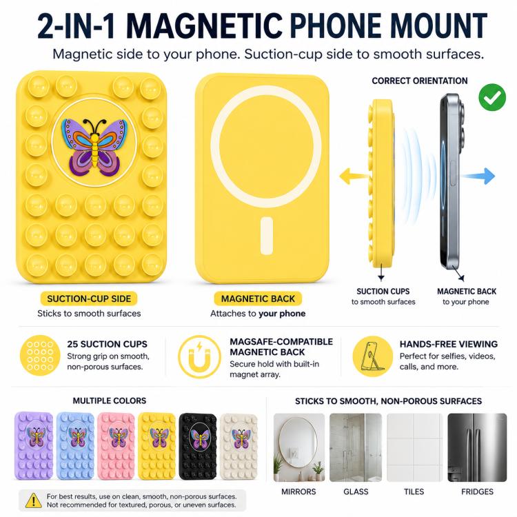 Butterfly Reusable Silicone Magnetic Phone Holder
