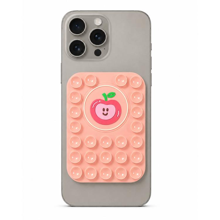 Cute Apple Reusable Silicone Magnetic Phone Holder — Black