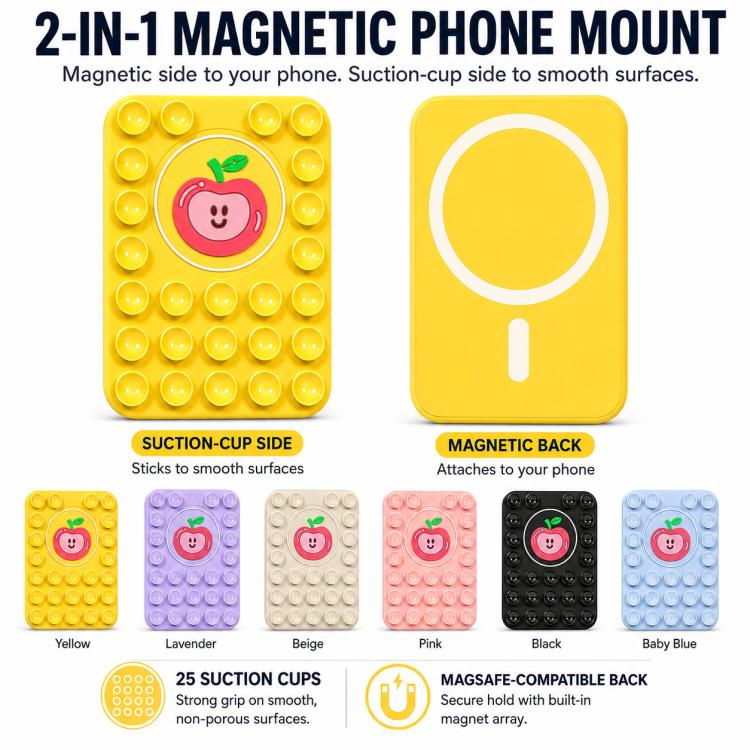 Cute Apple Reusable Silicone Magnetic Phone Holder