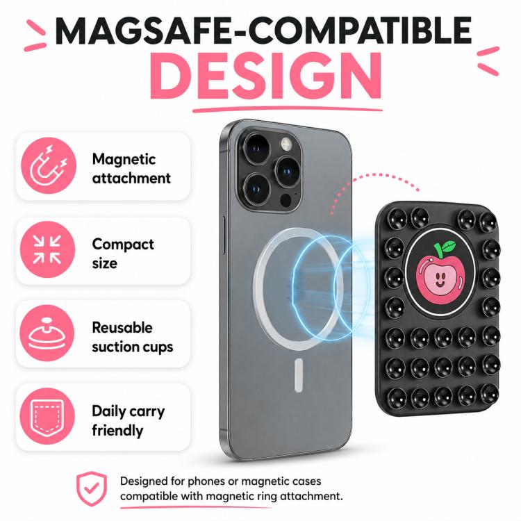 Cute Apple Reusable Silicone Magnetic Phone Holder