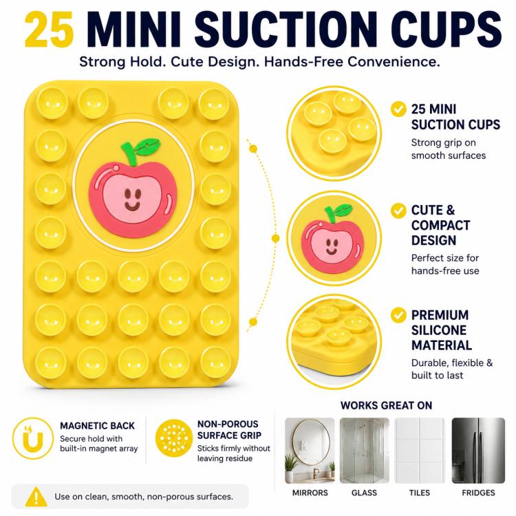 Cute Apple Reusable Silicone Magnetic Phone Holder