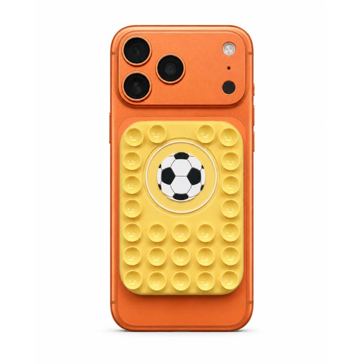 Football Reusable Silicone Magnetic Phone Holder — Yellow