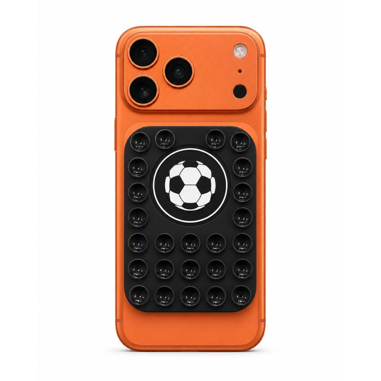 Football Reusable Silicone Magnetic Phone Holder — Black