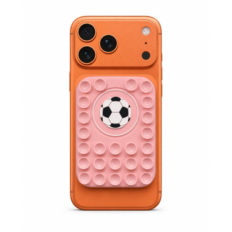 Football Reusable Silicone Magnetic Phone Holder — Pink