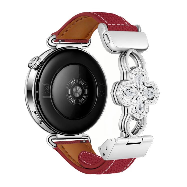 Hollow Zircon Magnetic Clasp Genuine Leather Watch Band