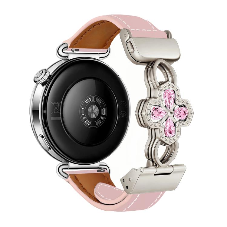Hollow Zircon Magnetic Clasp Genuine Leather Watch Band