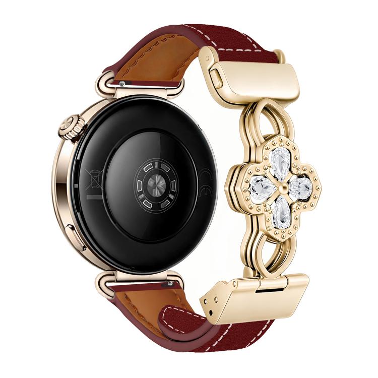 Hollow Zircon Magnetic Clasp Genuine Leather Watch Band