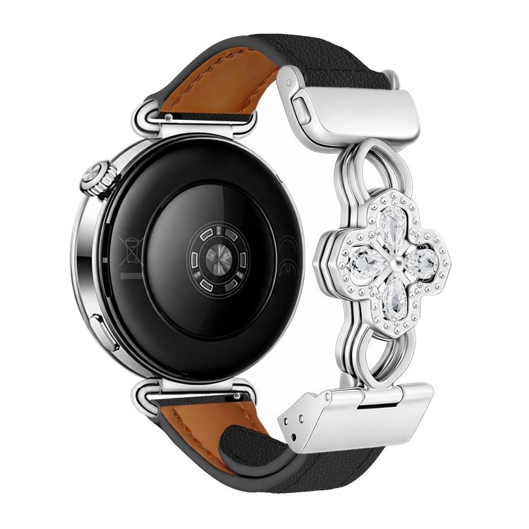 Hollow Zircon Magnetic Clasp Genuine Leather Watch Band