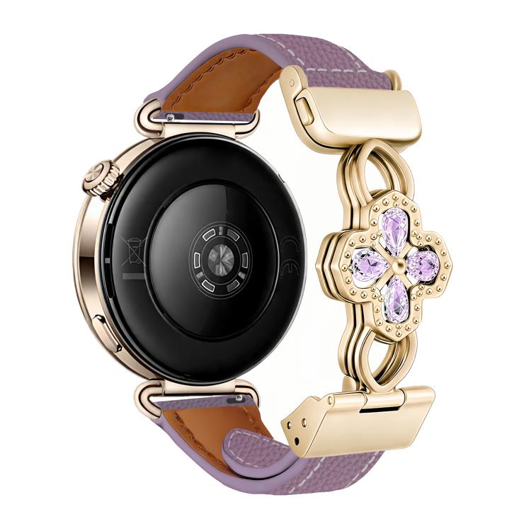 Hollow Zircon Magnetic Clasp Genuine Leather Watch Band
