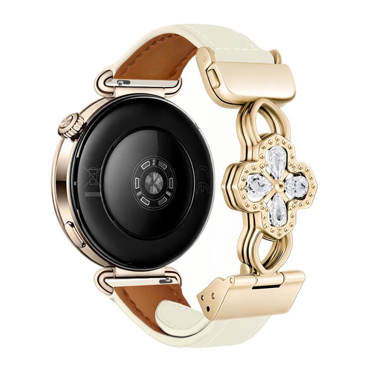 Hollow Zircon Magnetic Clasp Genuine Leather Watch Band