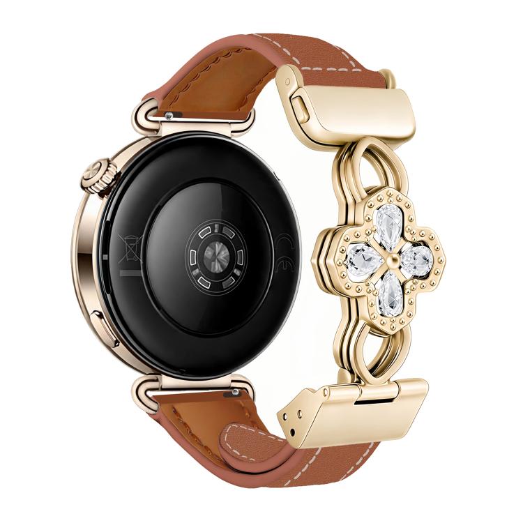 Hollow Zircon Magnetic Clasp Genuine Leather Watch Band