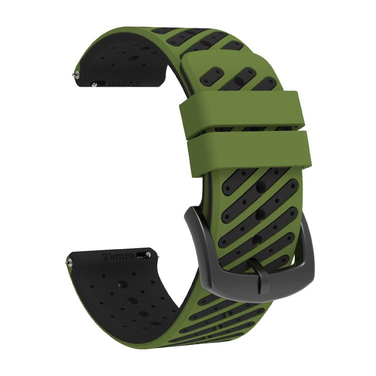 Twill Texture Breathable Two Color Silicone Watch Band — 24mm