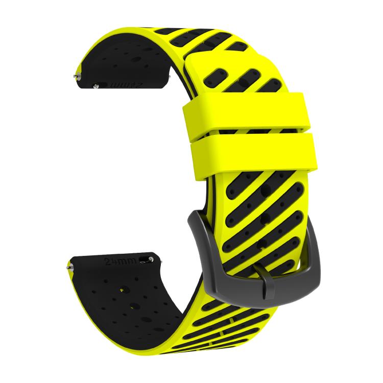 Twill Texture Breathable Two Color Silicone Watch Band — White Black