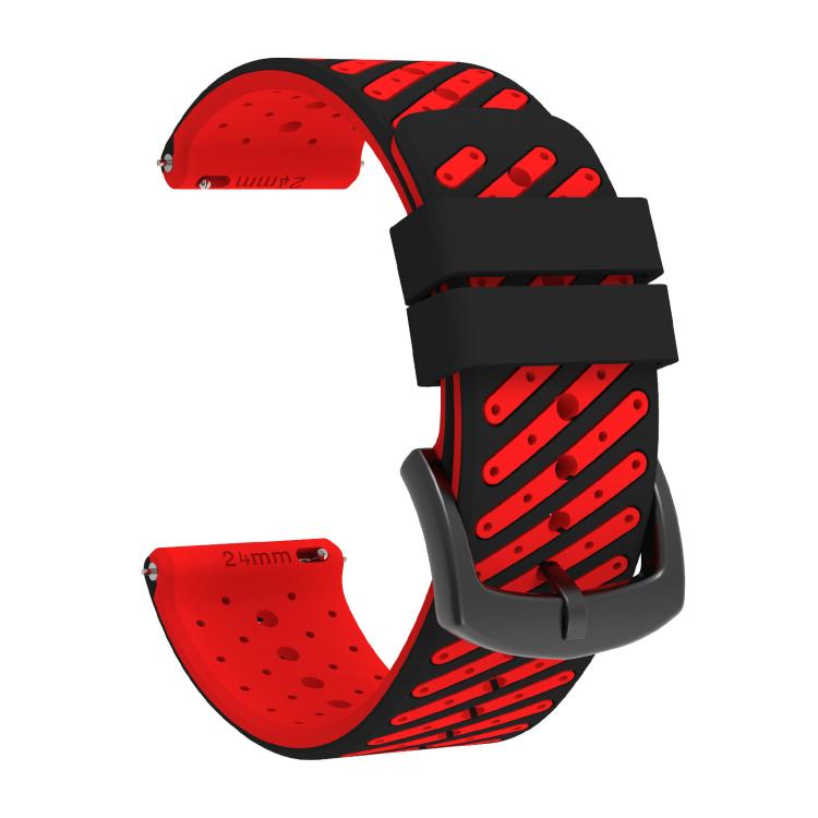 Twill Texture Breathable Two Color Silicone Watch Band — Lime Black