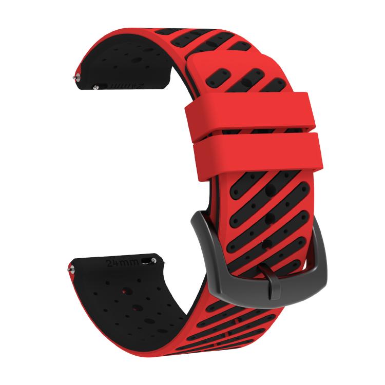 Twill Texture Breathable Two Color Silicone Watch Band — Black Grey