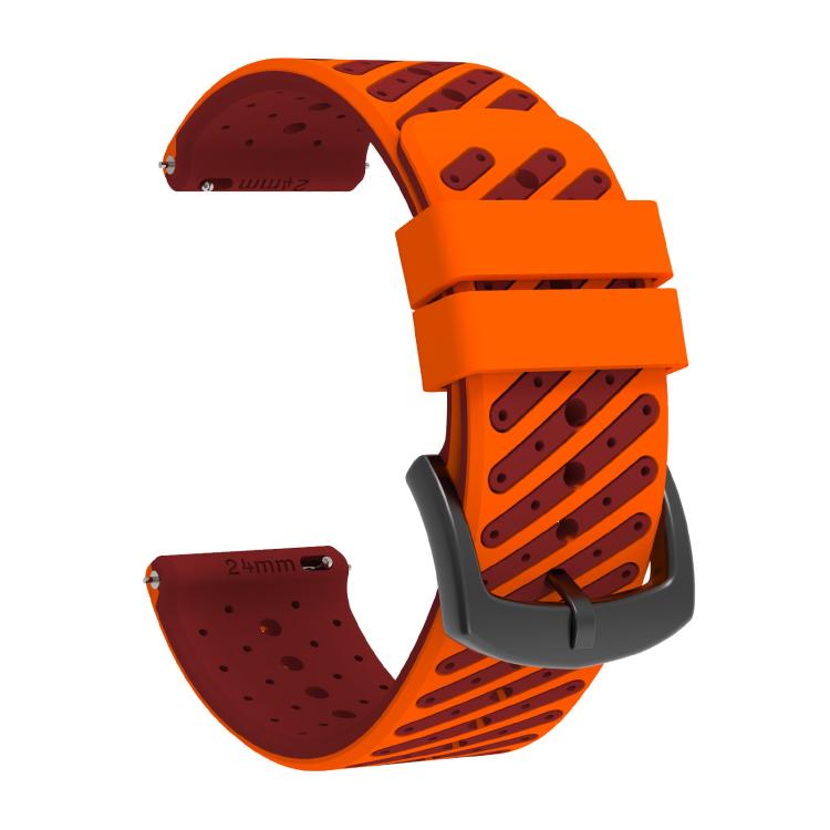 Twill Texture Breathable Two Color Silicone Watch Band — Black Red