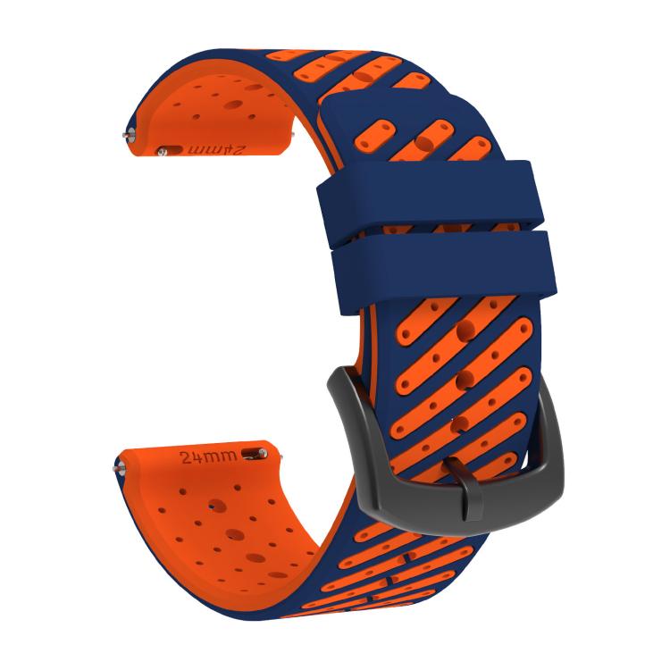 Twill Texture Breathable Two Color Silicone Watch Band — Red Black