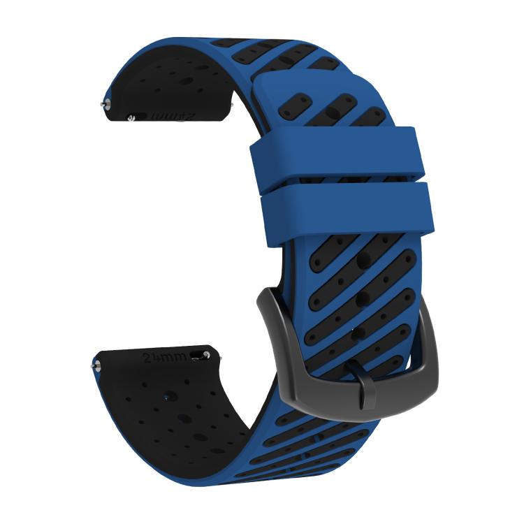 Twill Texture Breathable Two Color Silicone Watch Band — Orange Red
