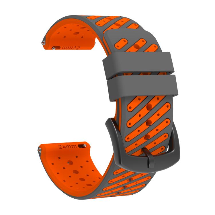 Twill Texture Breathable Two Color Silicone Watch Band — Dark Blue Orange