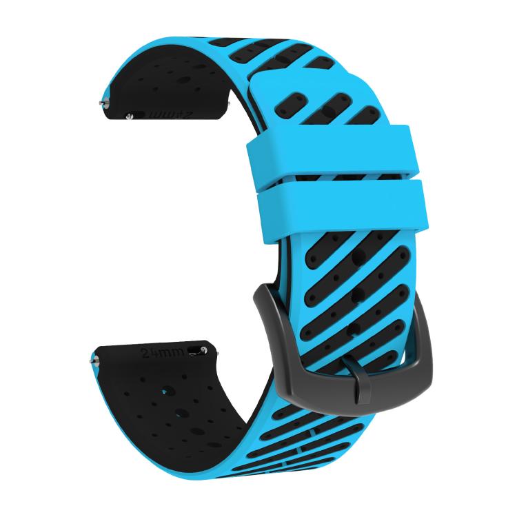 Twill Texture Breathable Two Color Silicone Watch Band — Dark Blue Black
