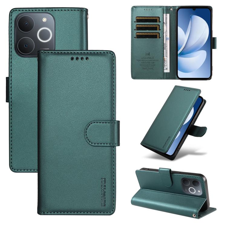 BETOPNICE Pearlescent RFID Vegan Leather Phone Case with Strap — Green