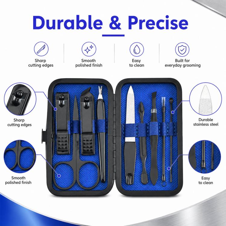 9pcs/Set Portable Stainless Steel Nail Clipper Manicure Tool Set — view 3