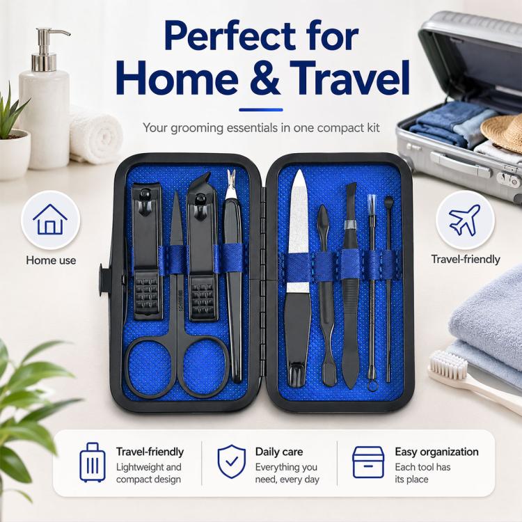 9pcs/Set Portable Stainless Steel Nail Clipper Manicure Tool Set — view 6