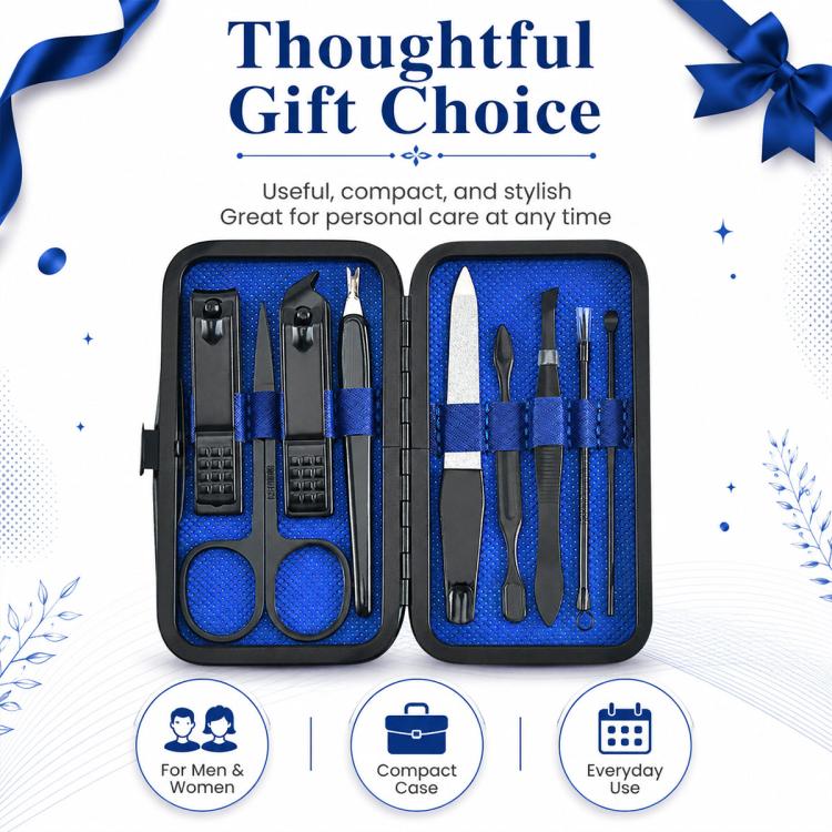 9pcs/Set Portable Stainless Steel Nail Clipper Manicure Tool Set — view 7