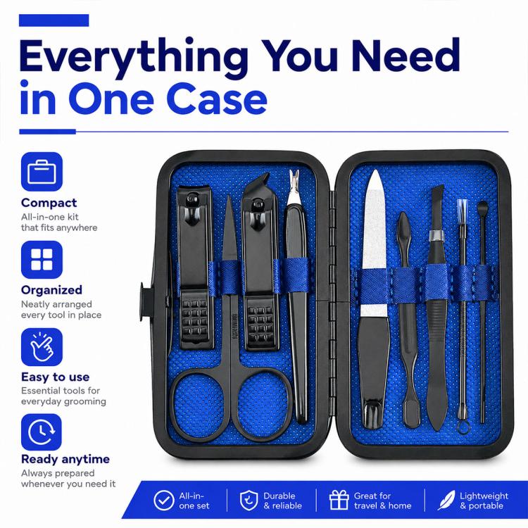 9pcs/Set Portable Stainless Steel Nail Clipper Manicure Tool Set — view 8