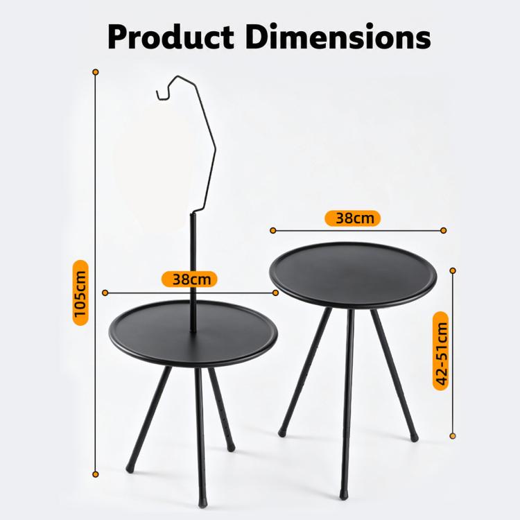 Outdoor Camping Small Round Table with 5-Level Height Adjustment