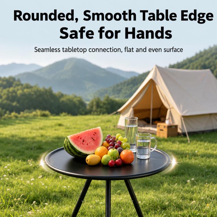 Outdoor Camping Small Round Table with 5-Level Height Adjustment